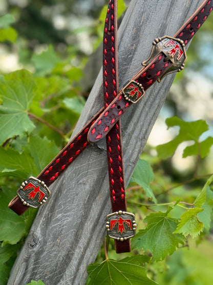 Chocolate & Red Thunderbird Headstall