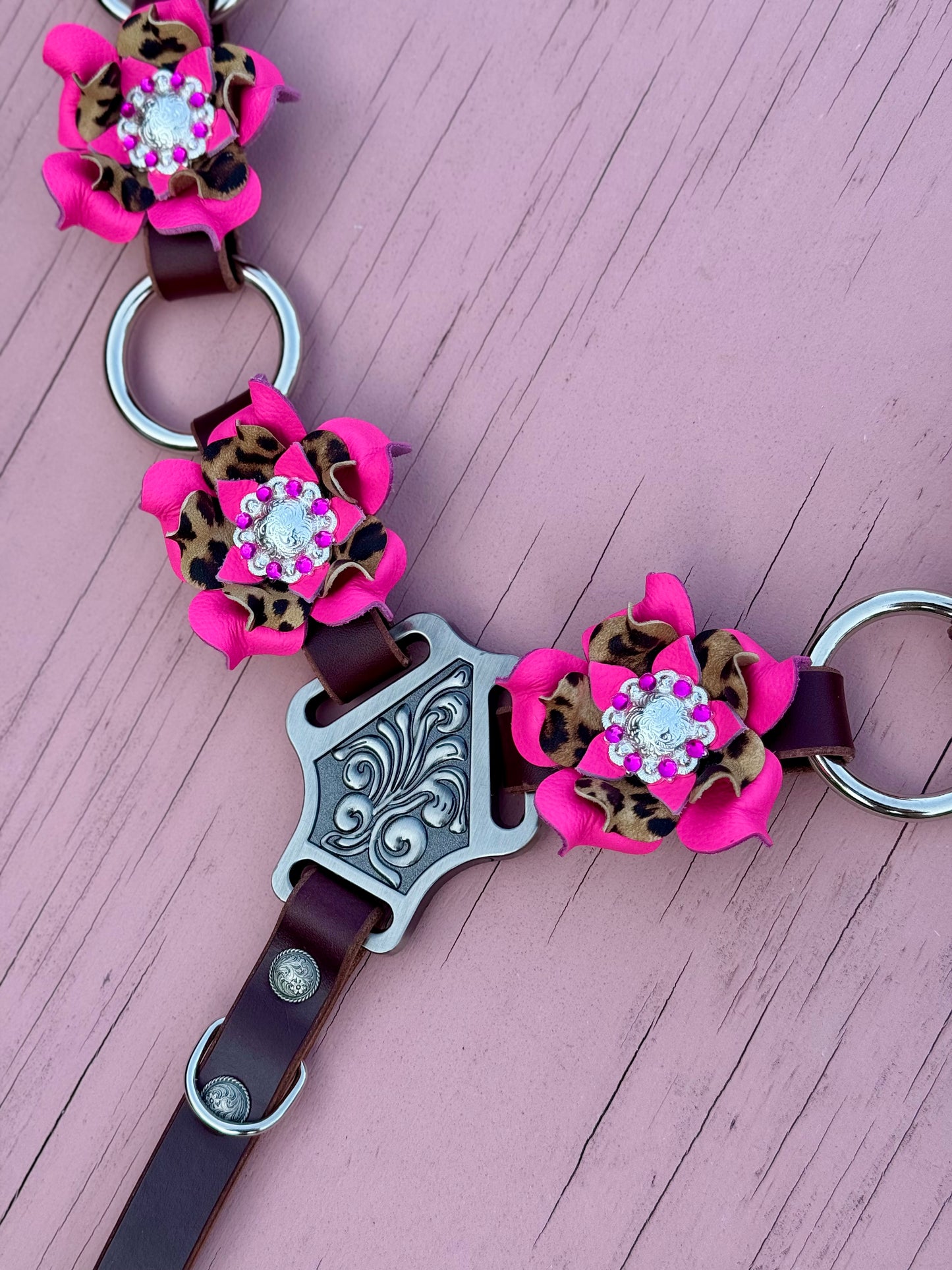 Hot Pink Cheetah Ring Breast Collar