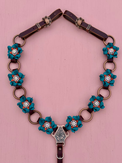Teal Burnt Orange Ring Breast Collar