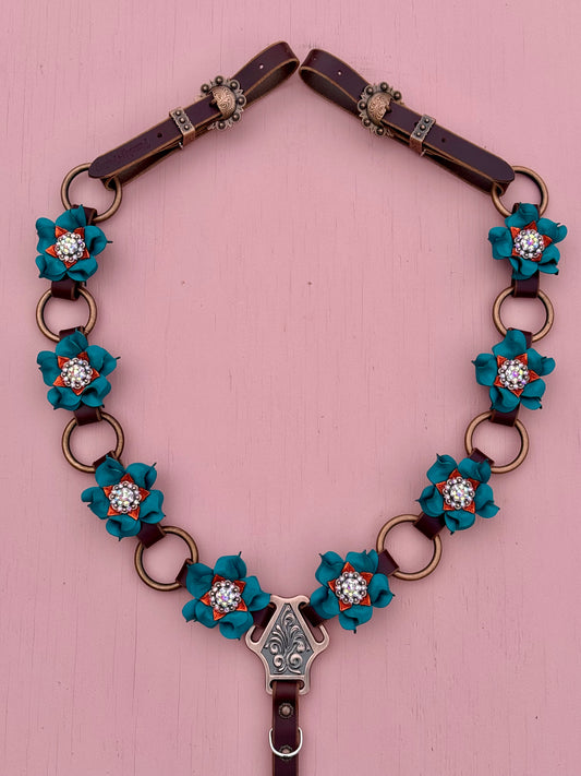 Teal Burnt Orange Ring Breast Collar