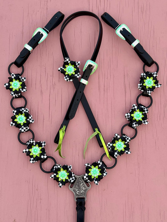 Lime Checkerboard Ring Breast Collar