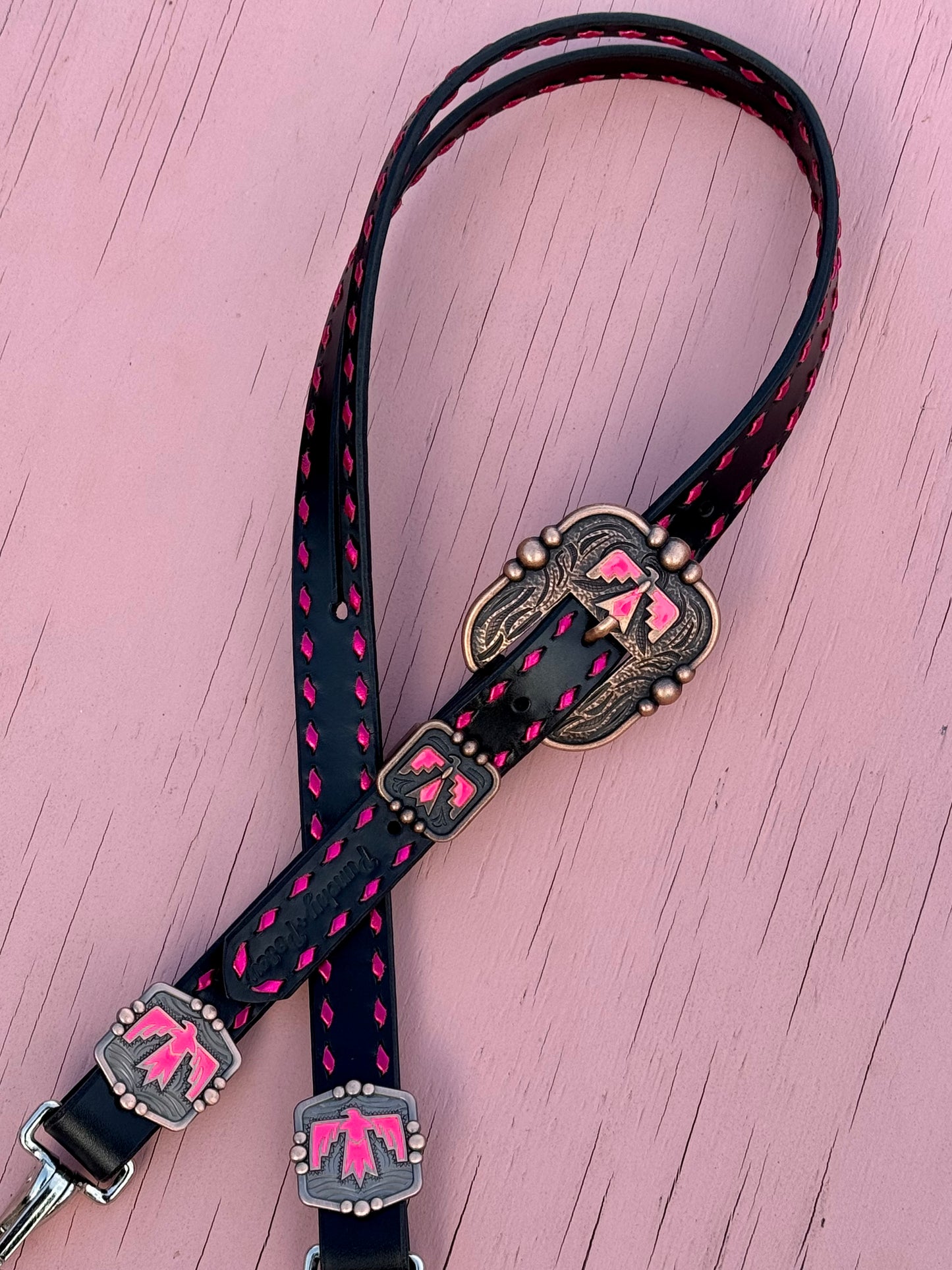 Black Hot Pink Thunderbird Headstall