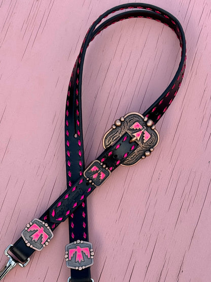 Black Hot Pink Thunderbird Headstall