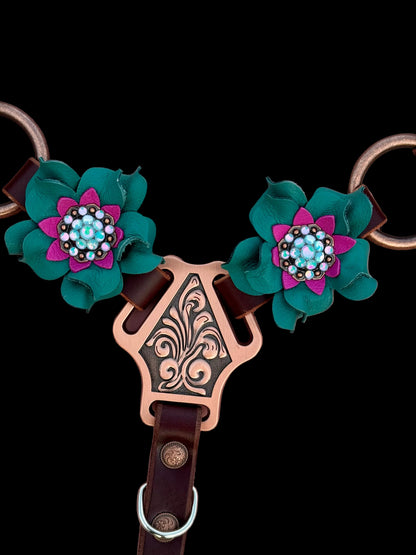 Teal Pink Ring Breast Collar