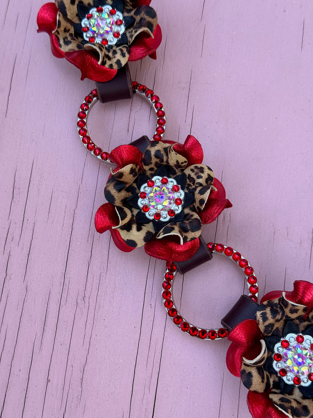Red Cheetah Bling Ring Breast Collar