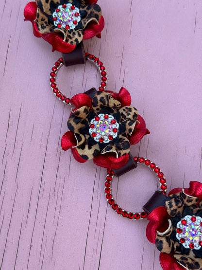 Red Cheetah Bling Ring Breast Collar