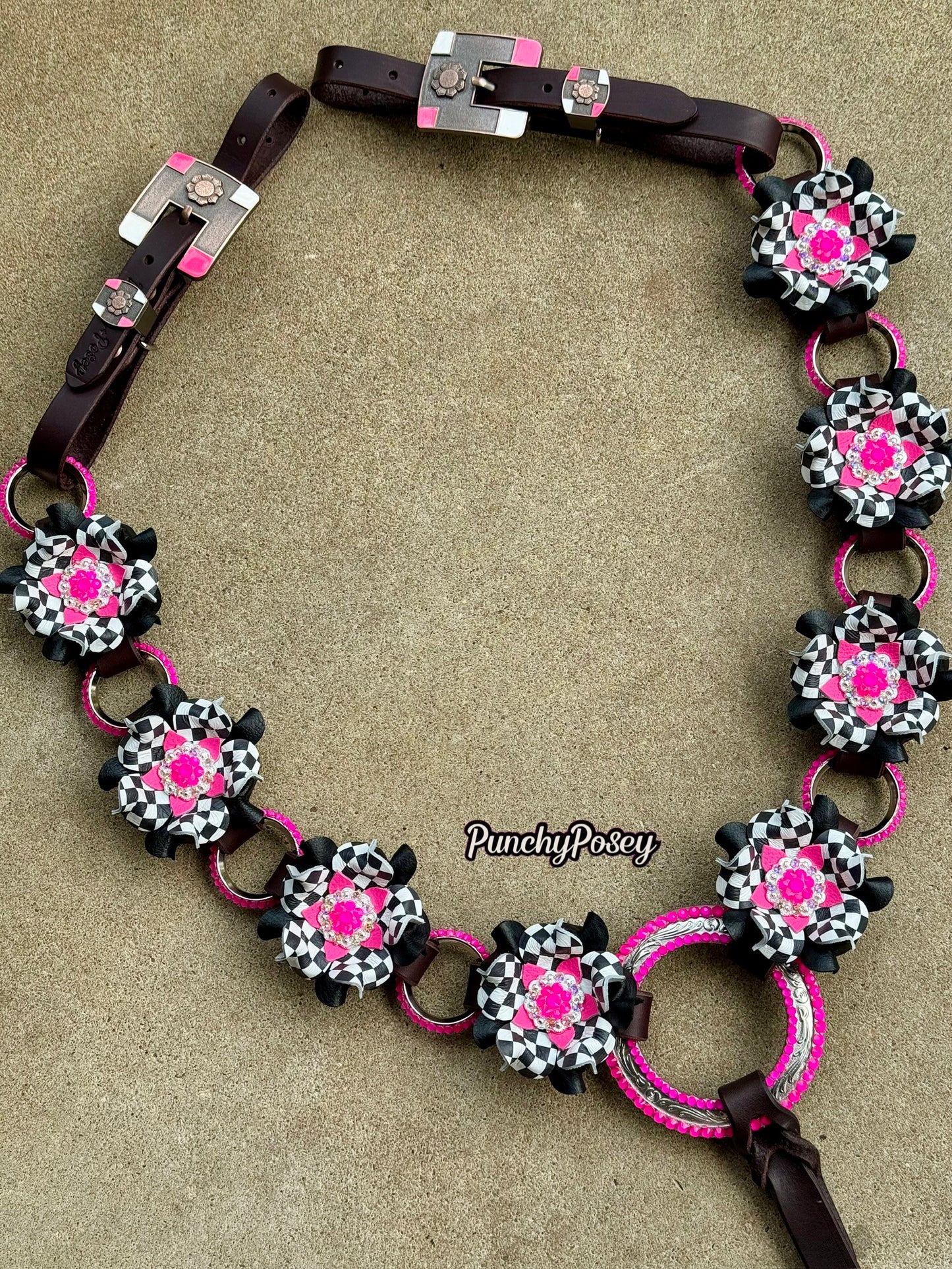Black Pink Checker Breast Collar