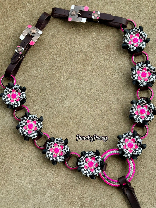 Black Pink Checker Breast Collar