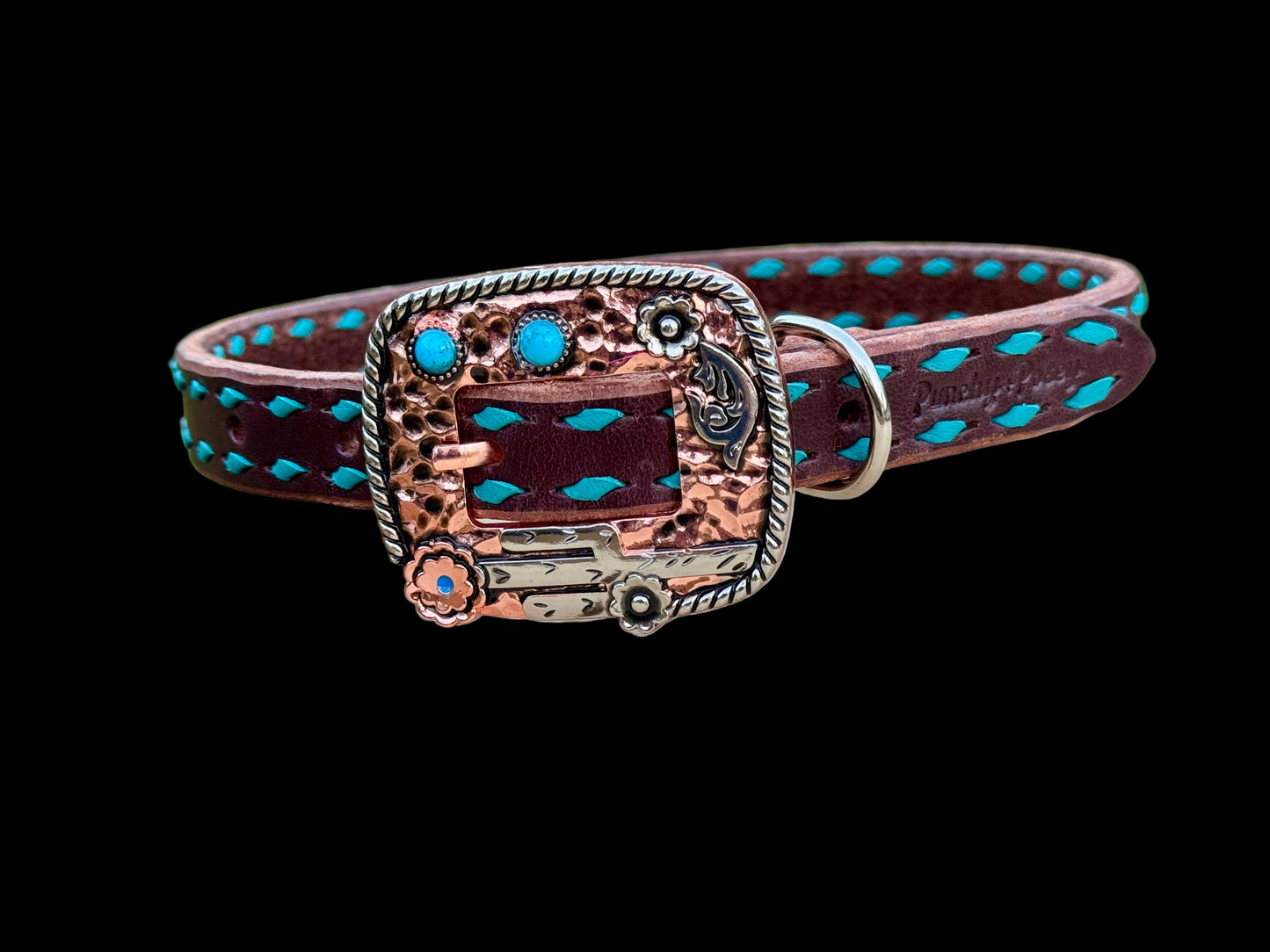 Turquoise Buckstitch Dog Collar