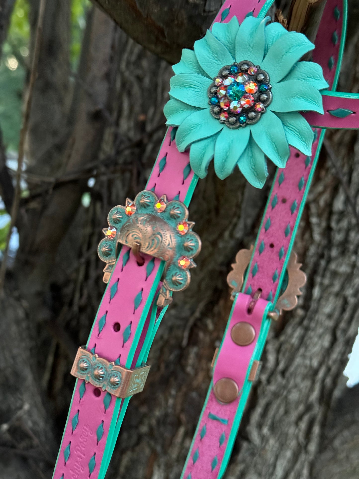 Pink & Turquoise Pony Headstall