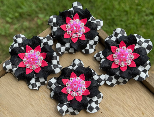 Pink Checkerboard Punchy Posies