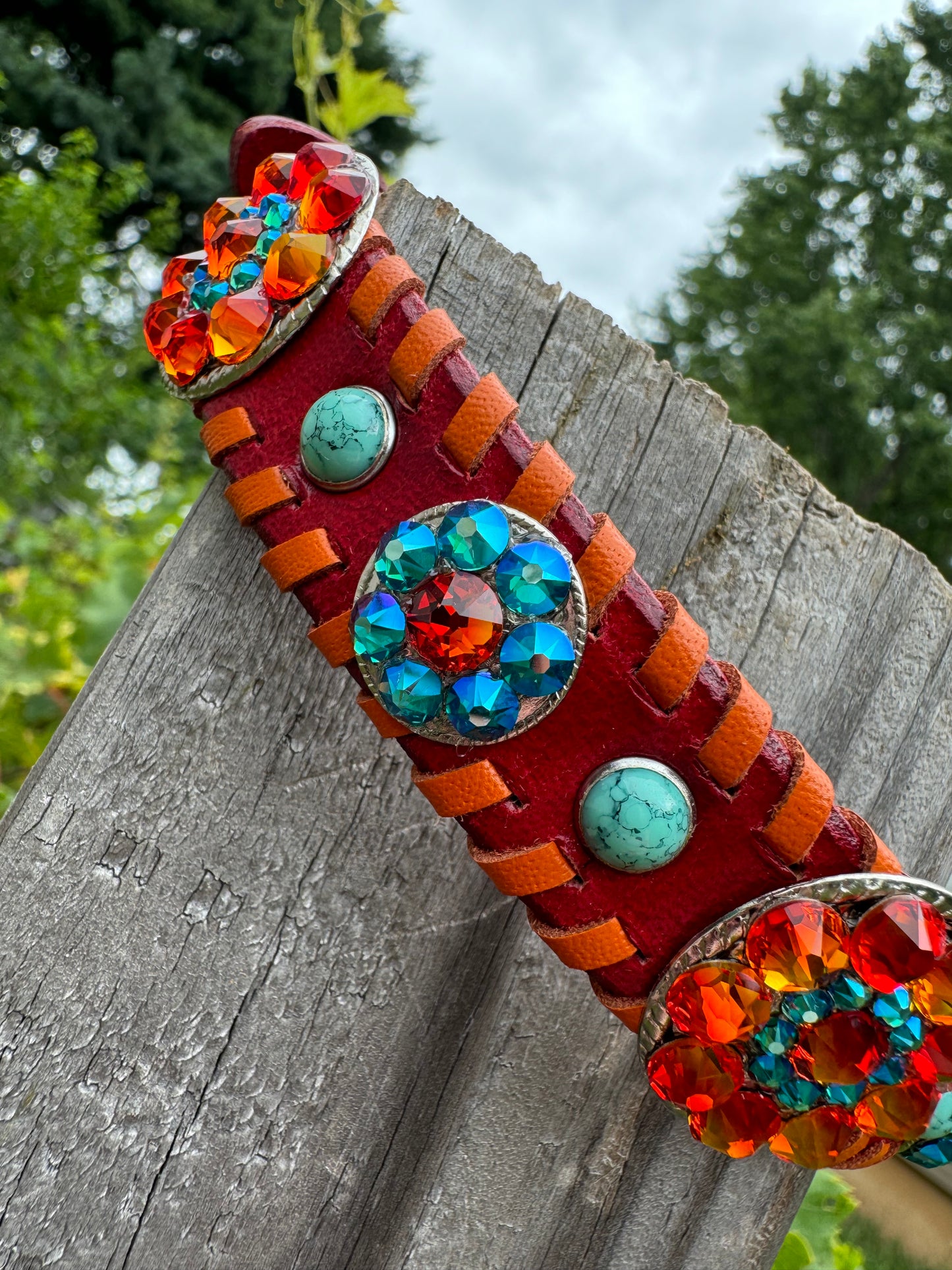 Red and Orange Bling Couture Collar