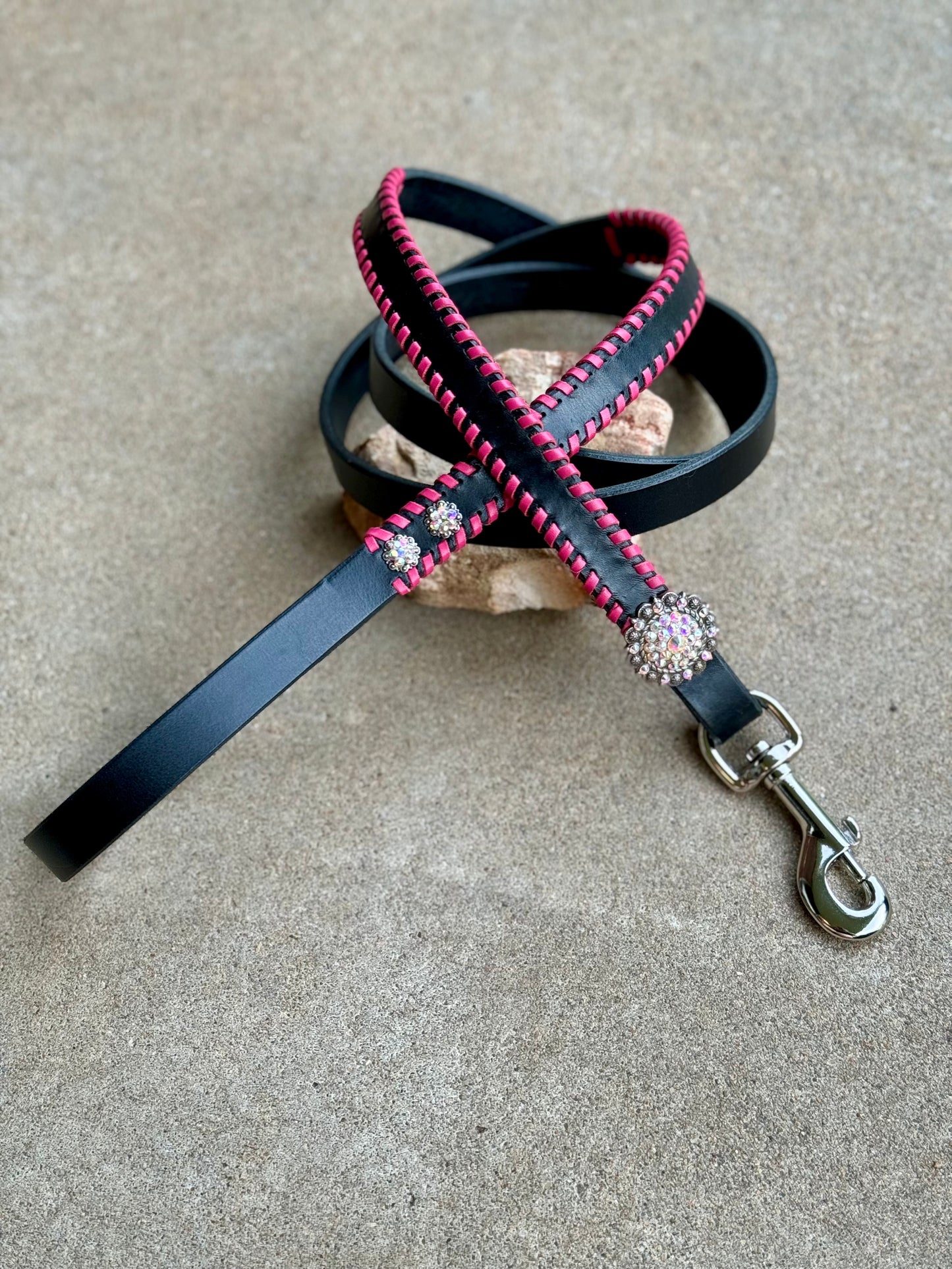 Black Whipstitch Dog Leash