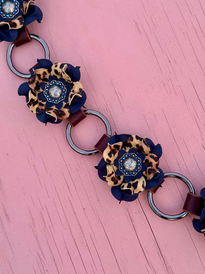 Navy Cheetah Ring Breast Collar