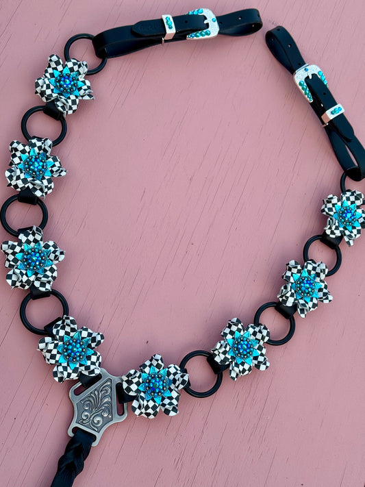 Turquoise Checker Ring Breast Collar
