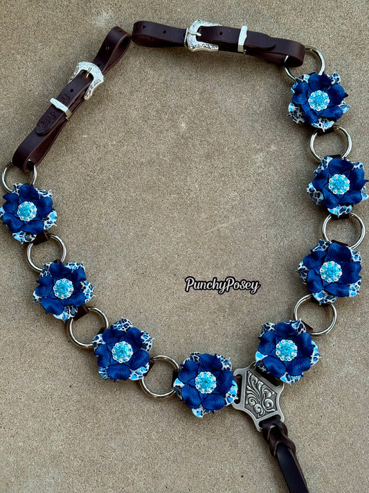 Blue Cheetah Ring Breast Collar