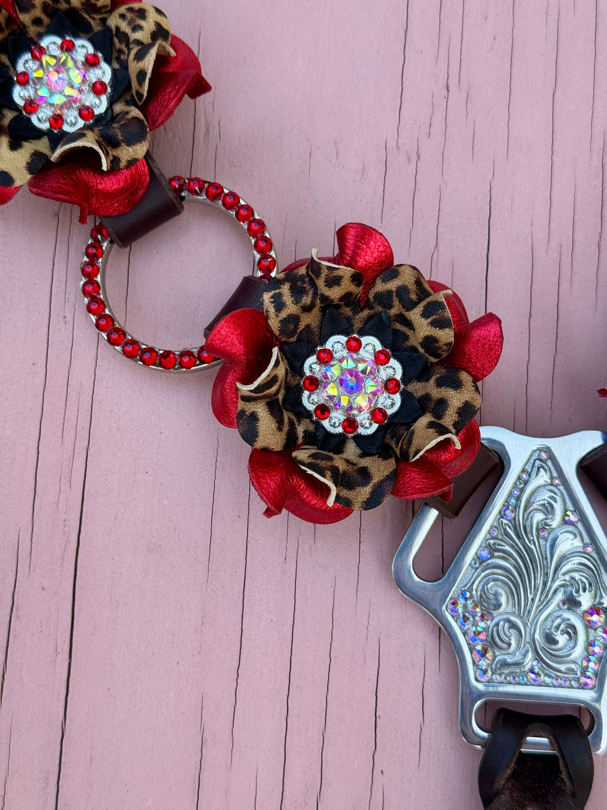 Red Cheetah Bling Ring Breast Collar