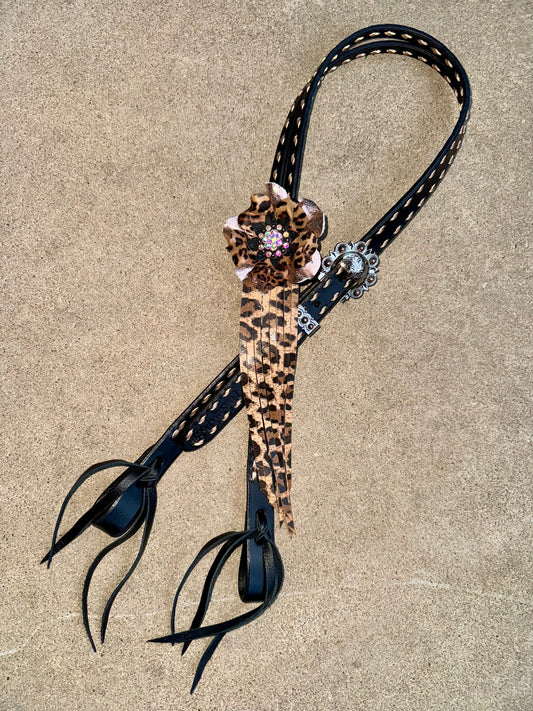 Black Rose Gold Cheetah Headstall