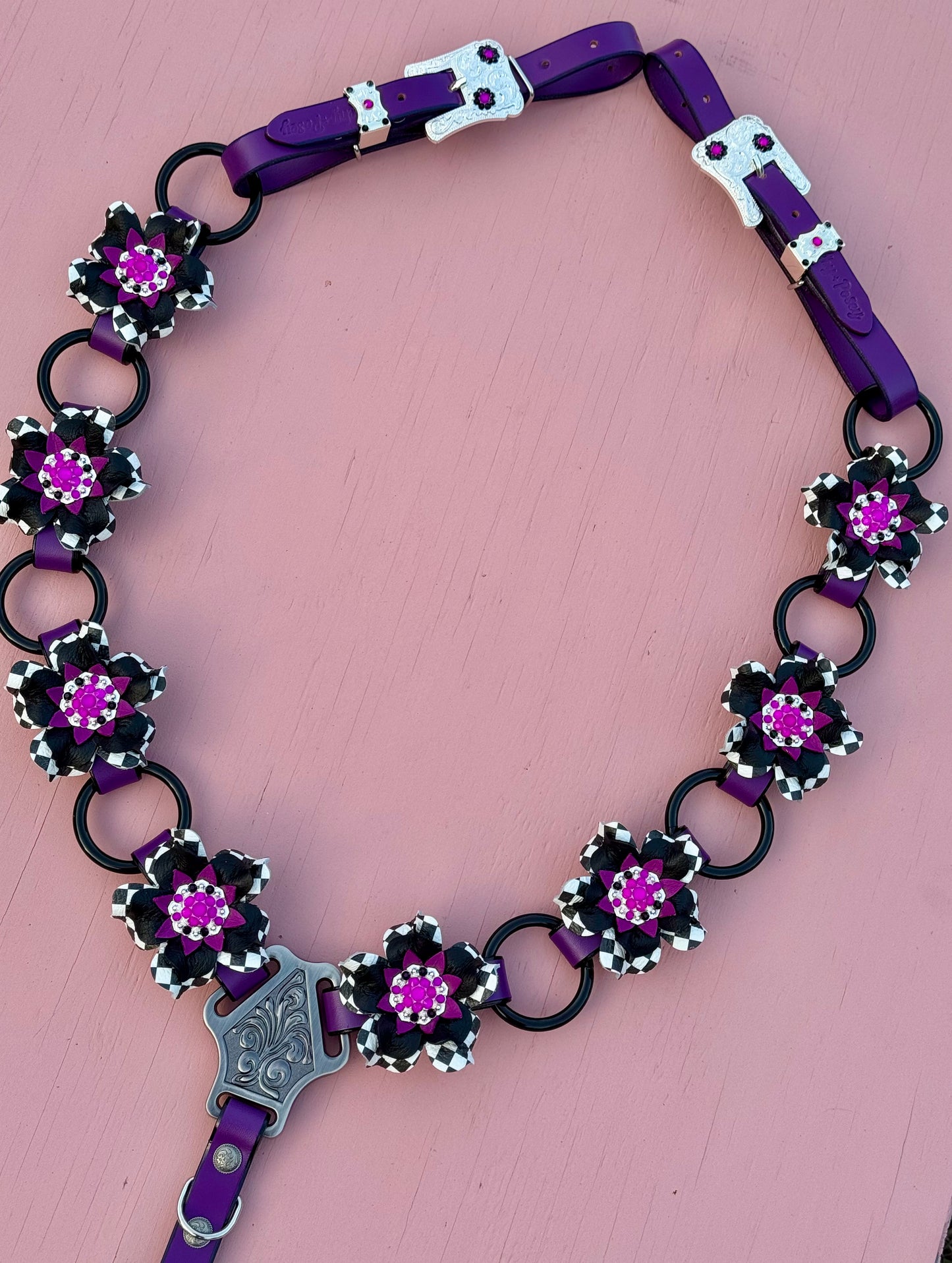 Purple Checker Ring Breast Collar