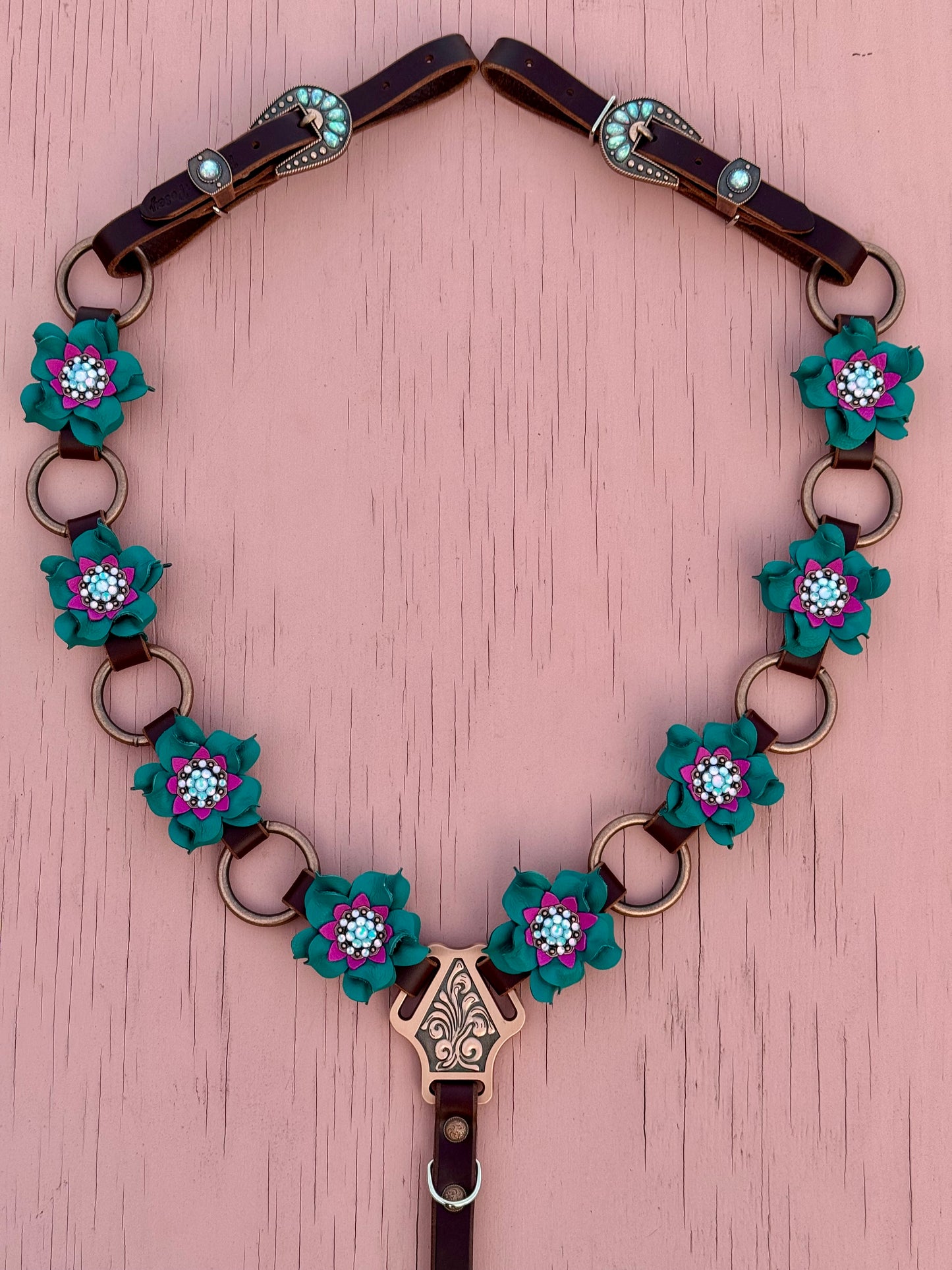 Teal Pink Ring Breast Collar