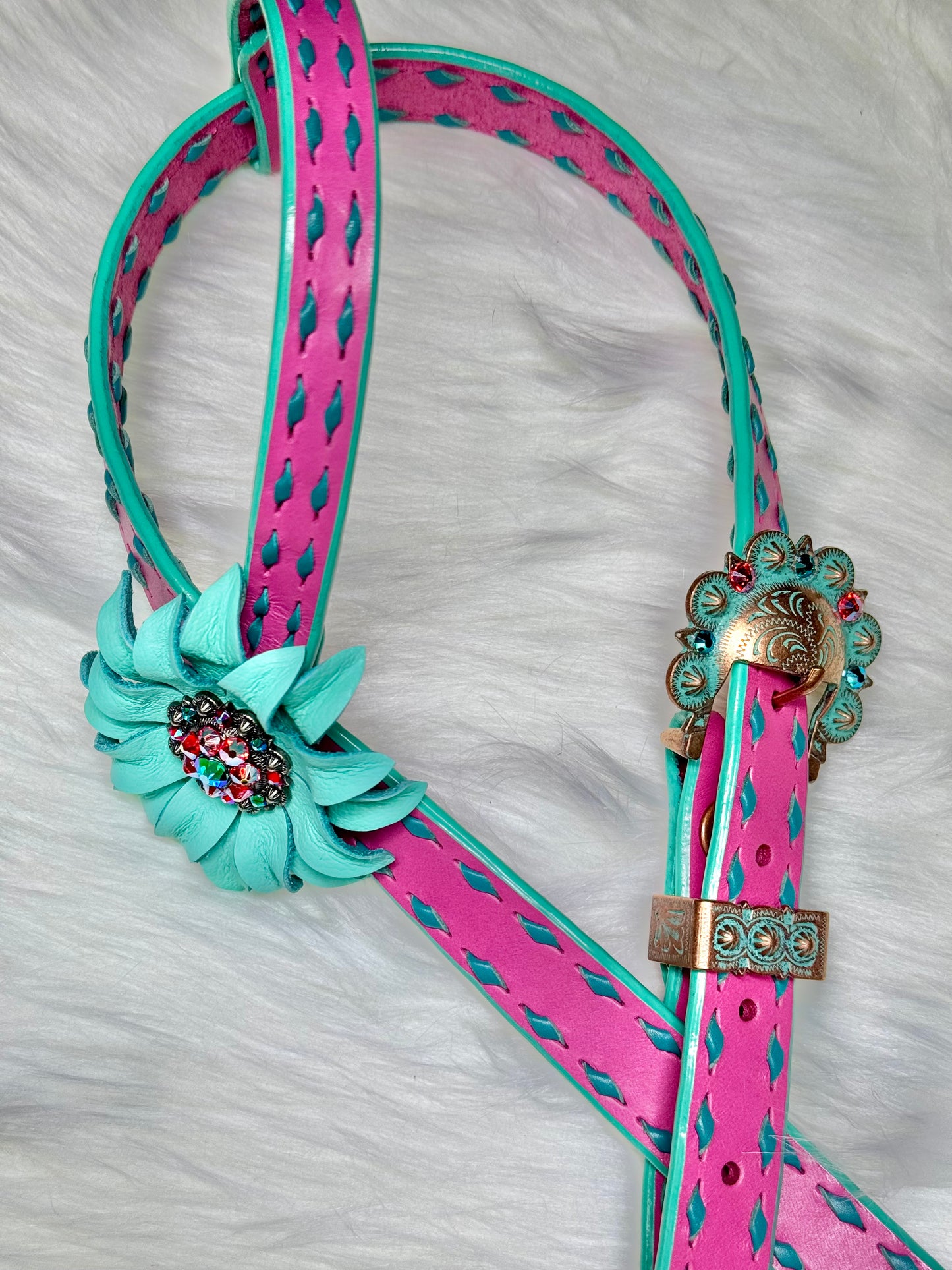 Pink & Turquoise Bling Fringe Tack Set