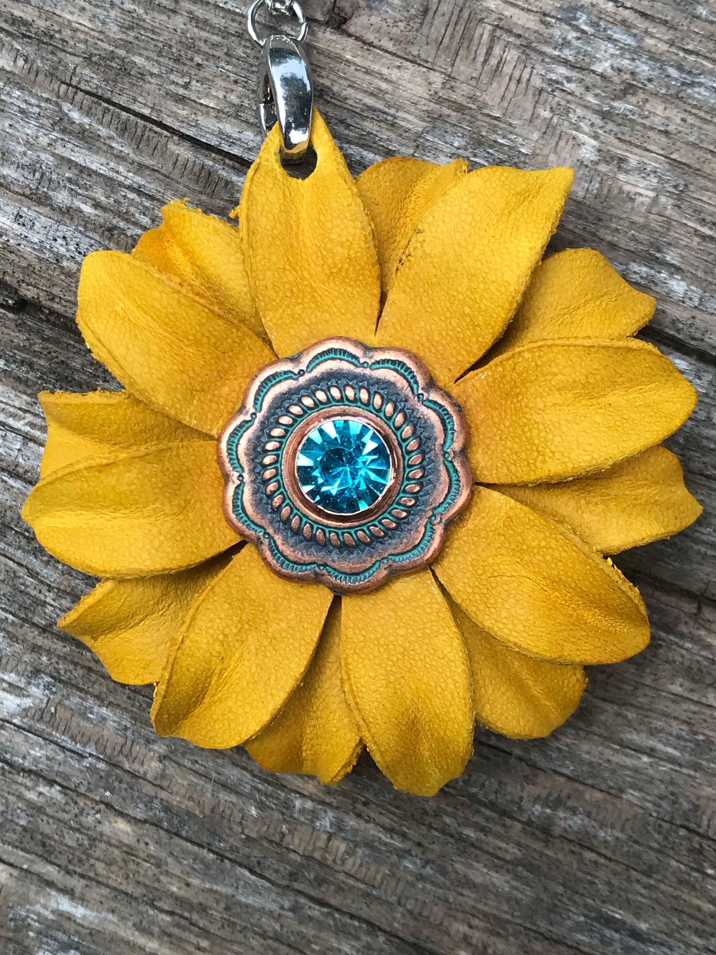 Leather Sunflower Necklace