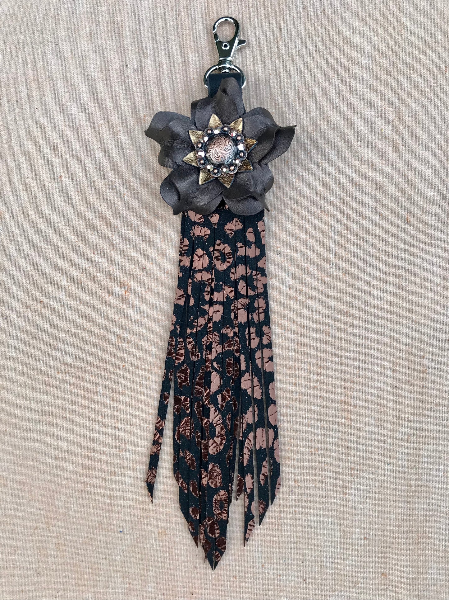 Metallic Copper Cheetah Keychain