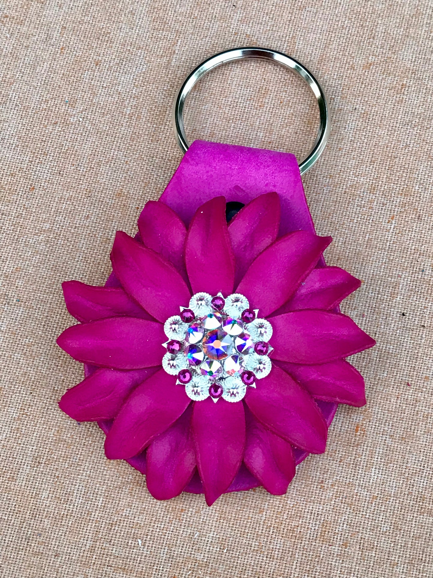 Pink Sunflower Keychain