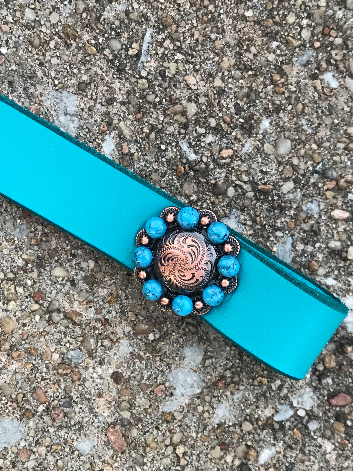 Turquoise Leather Headstall with Sunflower Concho