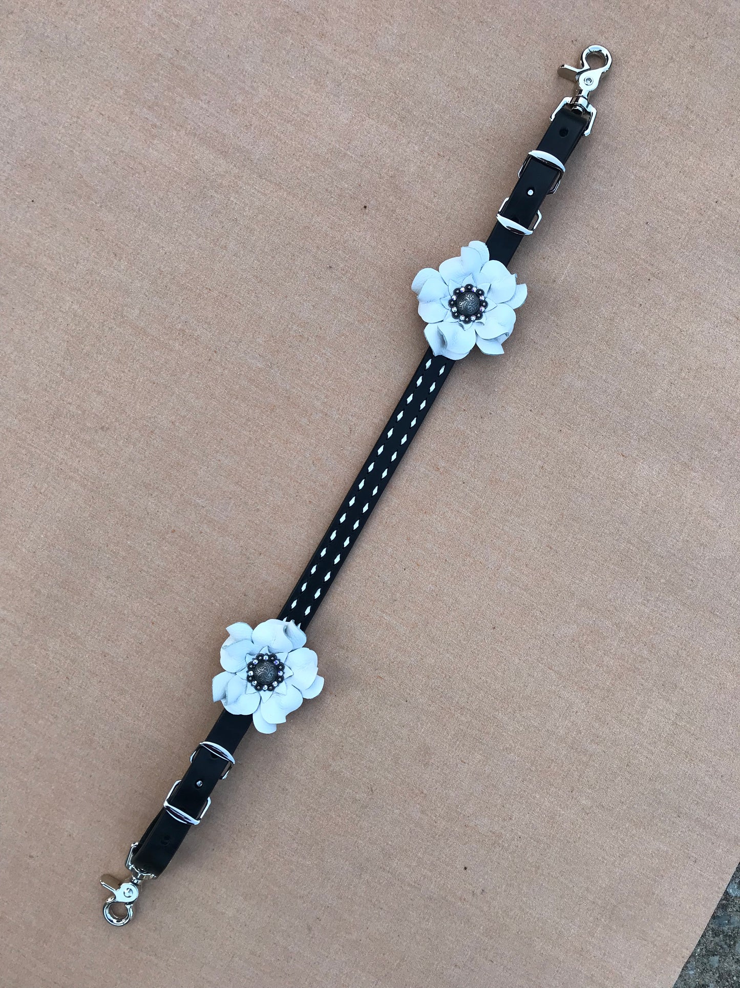 Black and White Buckstitch Wither Strap