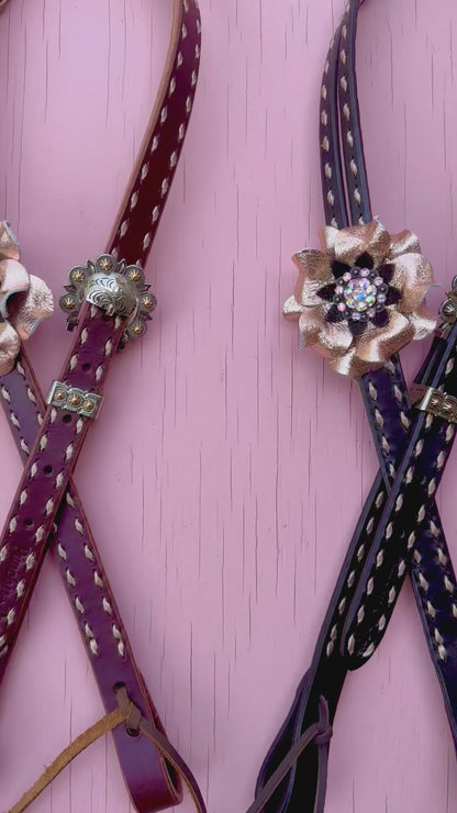 Rose Gold Buckstitch Headstalls