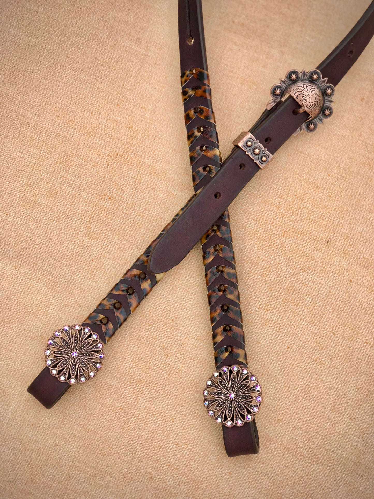 Leopard Laced Chocolate Headstall