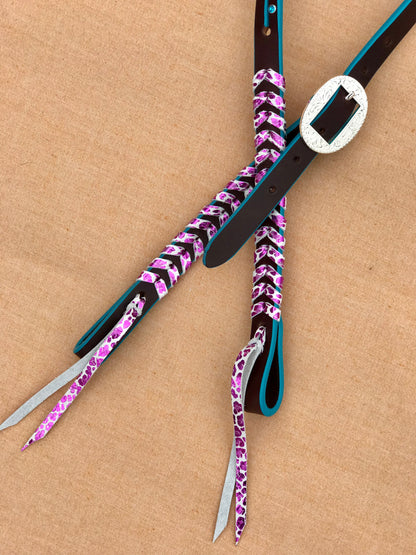 Metallic Purple Leopard Laced Headstall