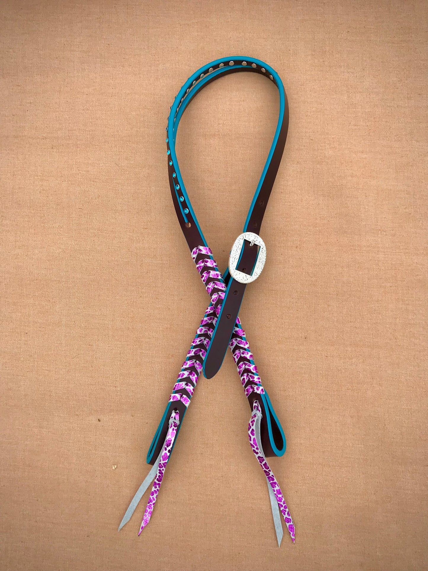 Metallic Purple Leopard Laced Headstall