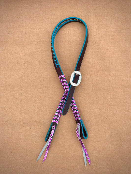 Metallic Purple Leopard Laced Headstall