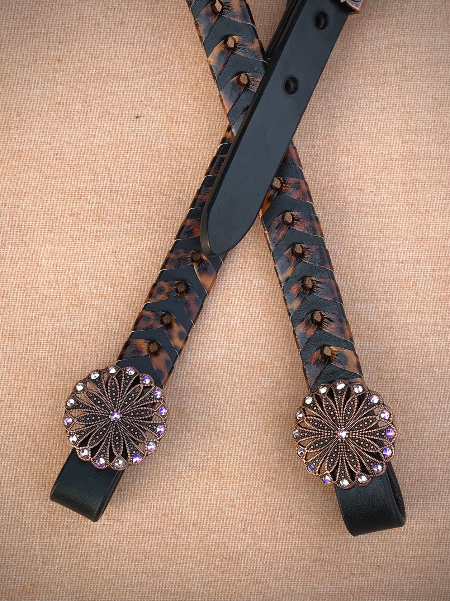 Black Leopard Laced Headstall