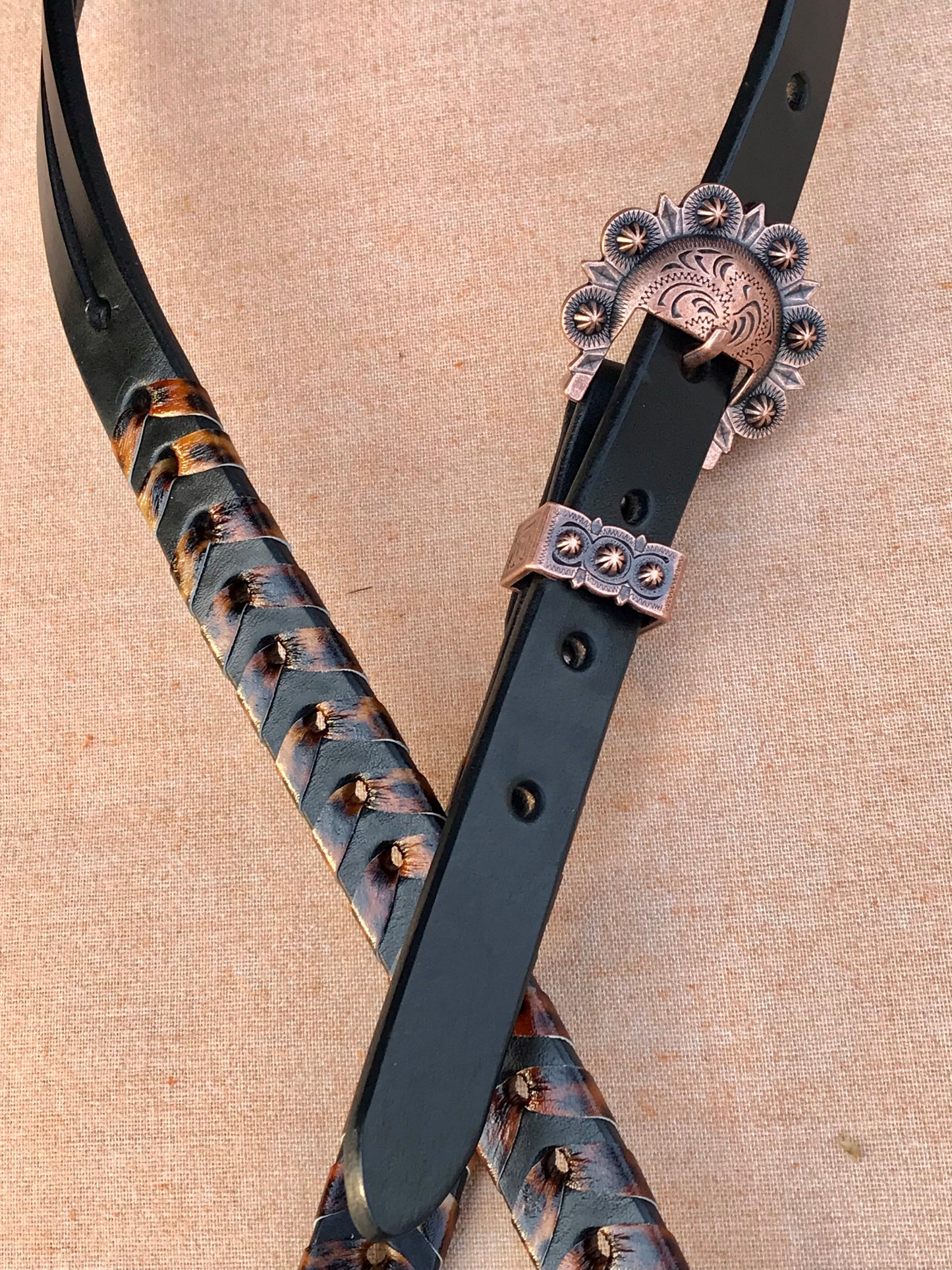 Black Leopard Laced Headstall