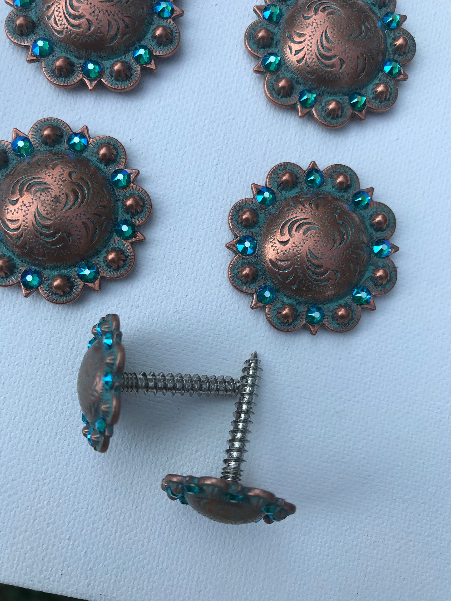 Copper Patina Saddle Concho Set