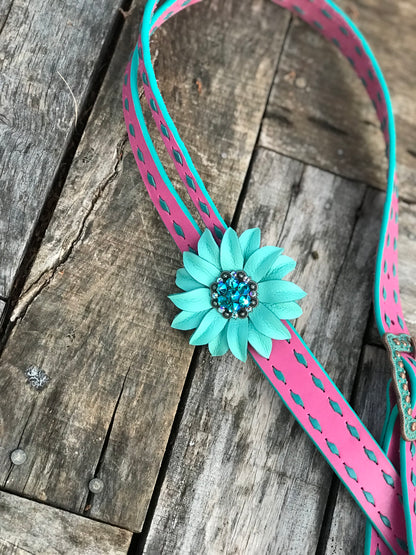 Bubblegum Pink Buckstitch Belt Headstall