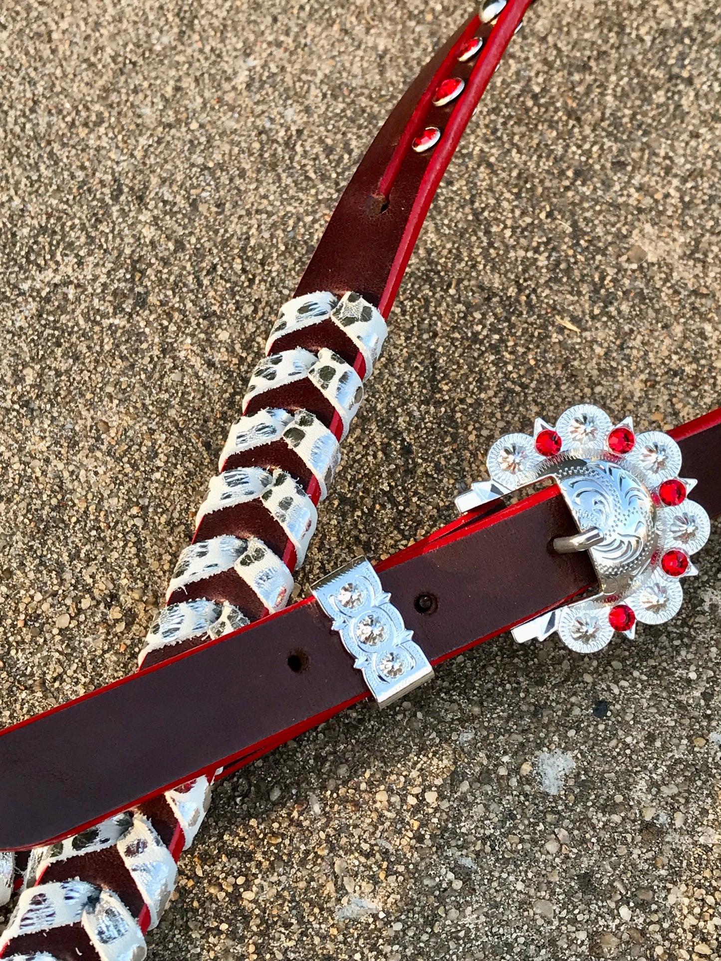 Metallic Silver Leopard Laced Headstall