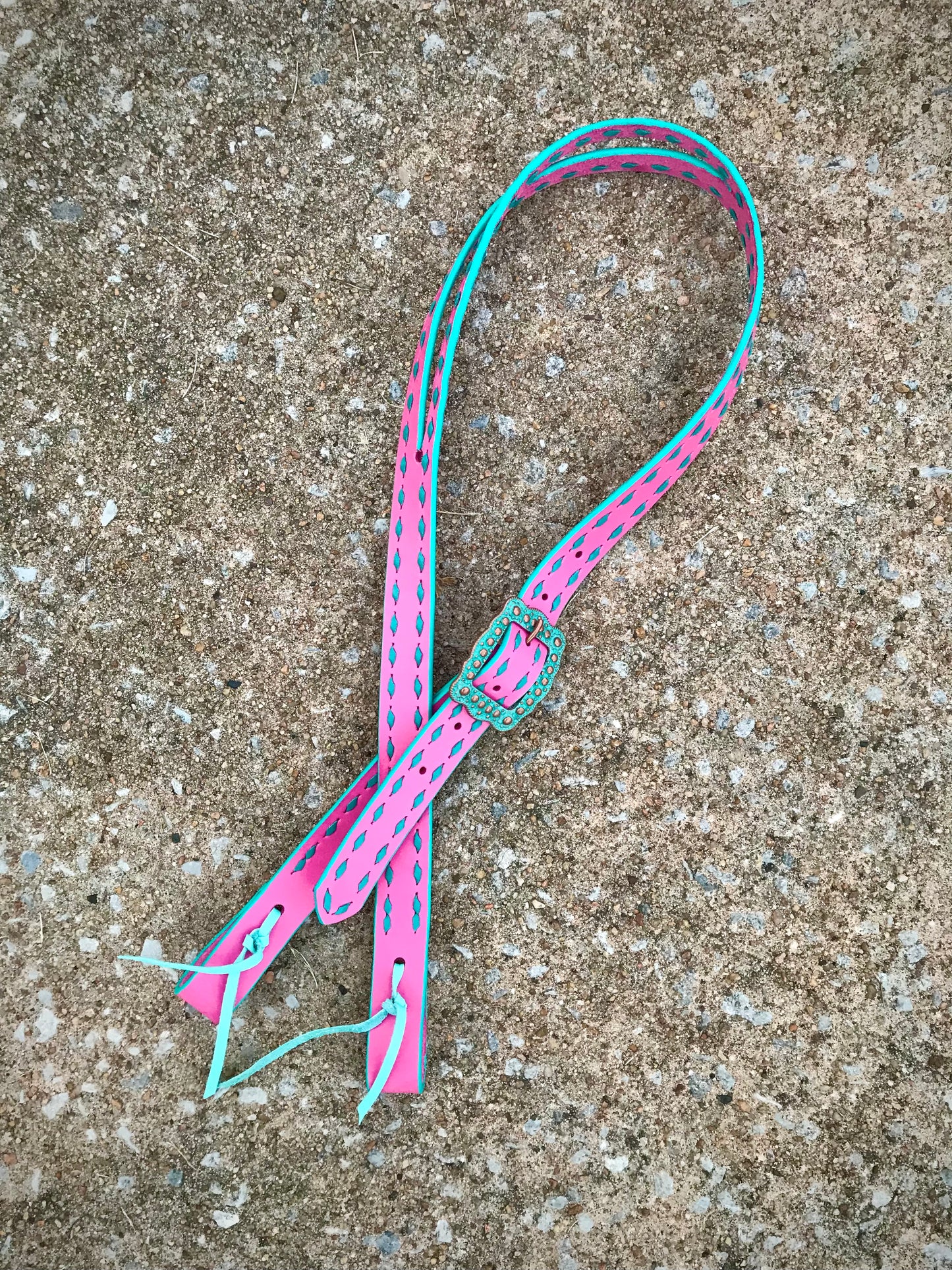 Bubblegum Pink Buckstitch Belt Headstall