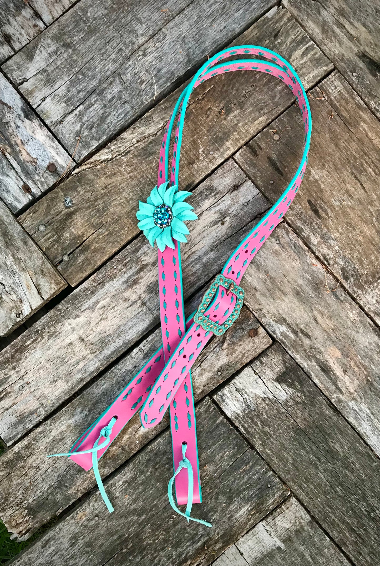 Bubblegum Pink Buckstitch Belt Headstall