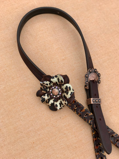 Leopard Laced Headstall with Matching Punchy Posey