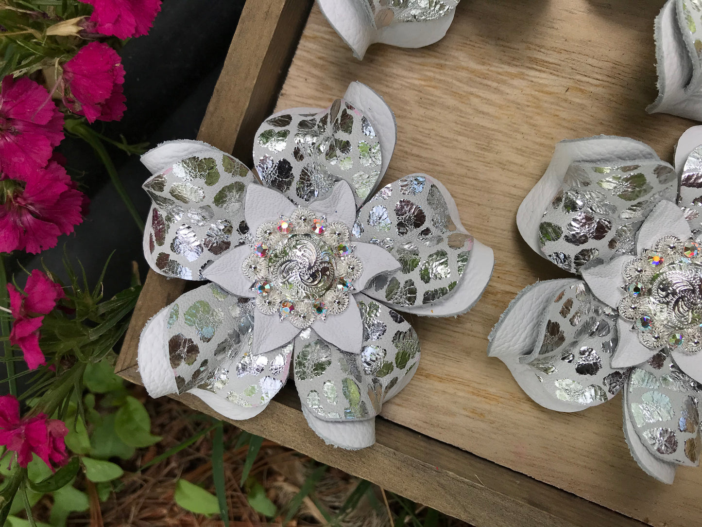 Metallic Silver Cheetah Punchy Posies