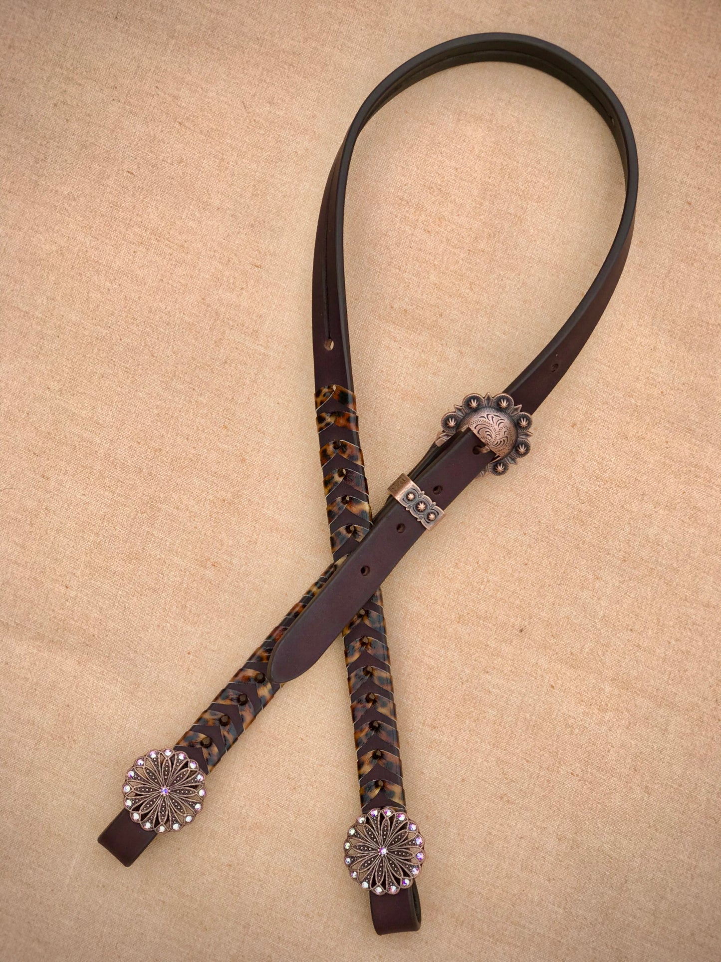 Leopard Laced Chocolate Headstall