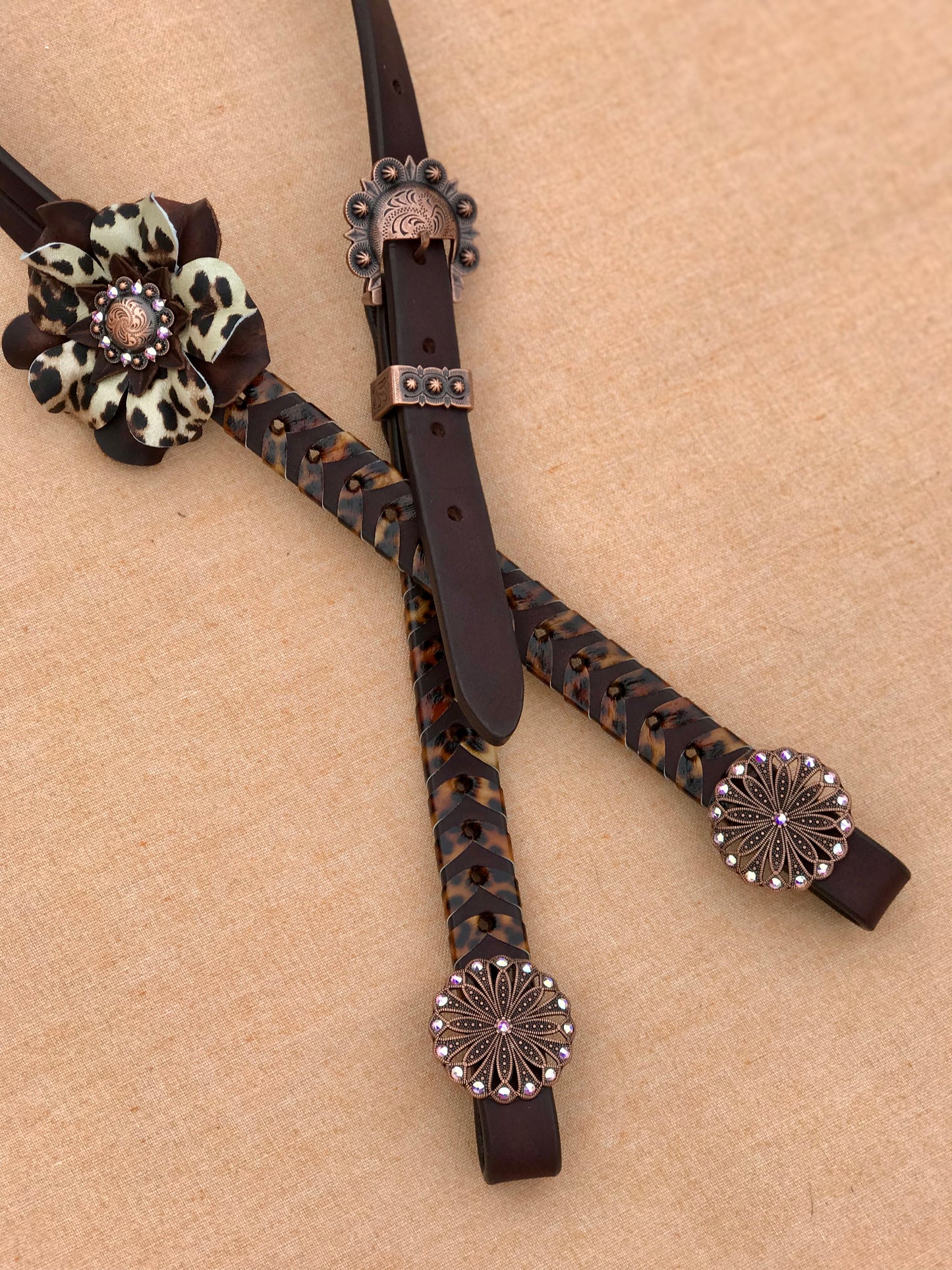 Leopard Laced Headstall with Matching Punchy Posey