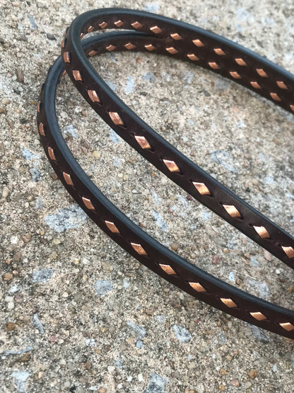 Chocolate Leather Headstall with Copper Buckstitch