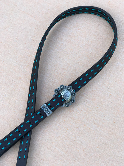 Leather Headstall with Turquoise Buckstitch