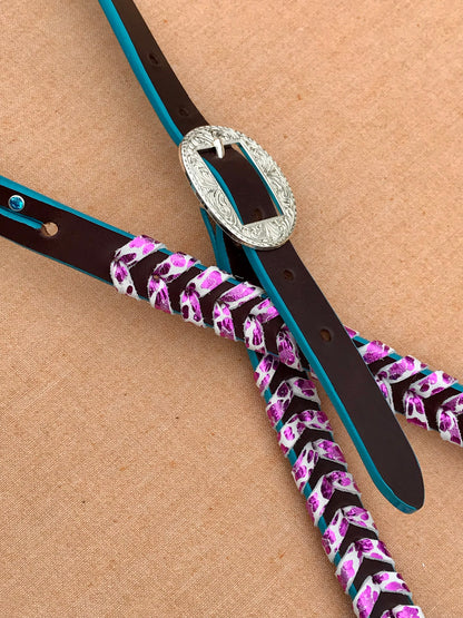 Metallic Purple Leopard Laced Headstall