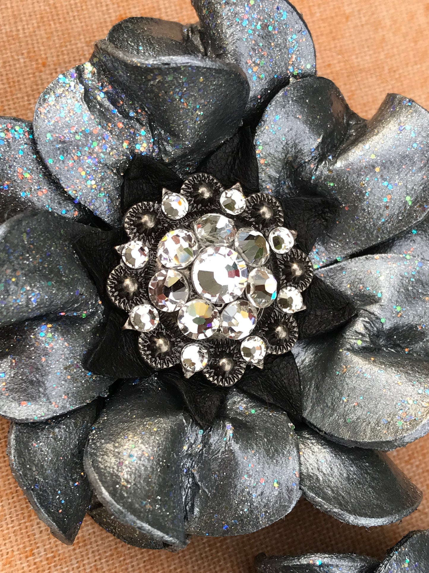 Set of Smoke Silver Glitter Punchy Posies